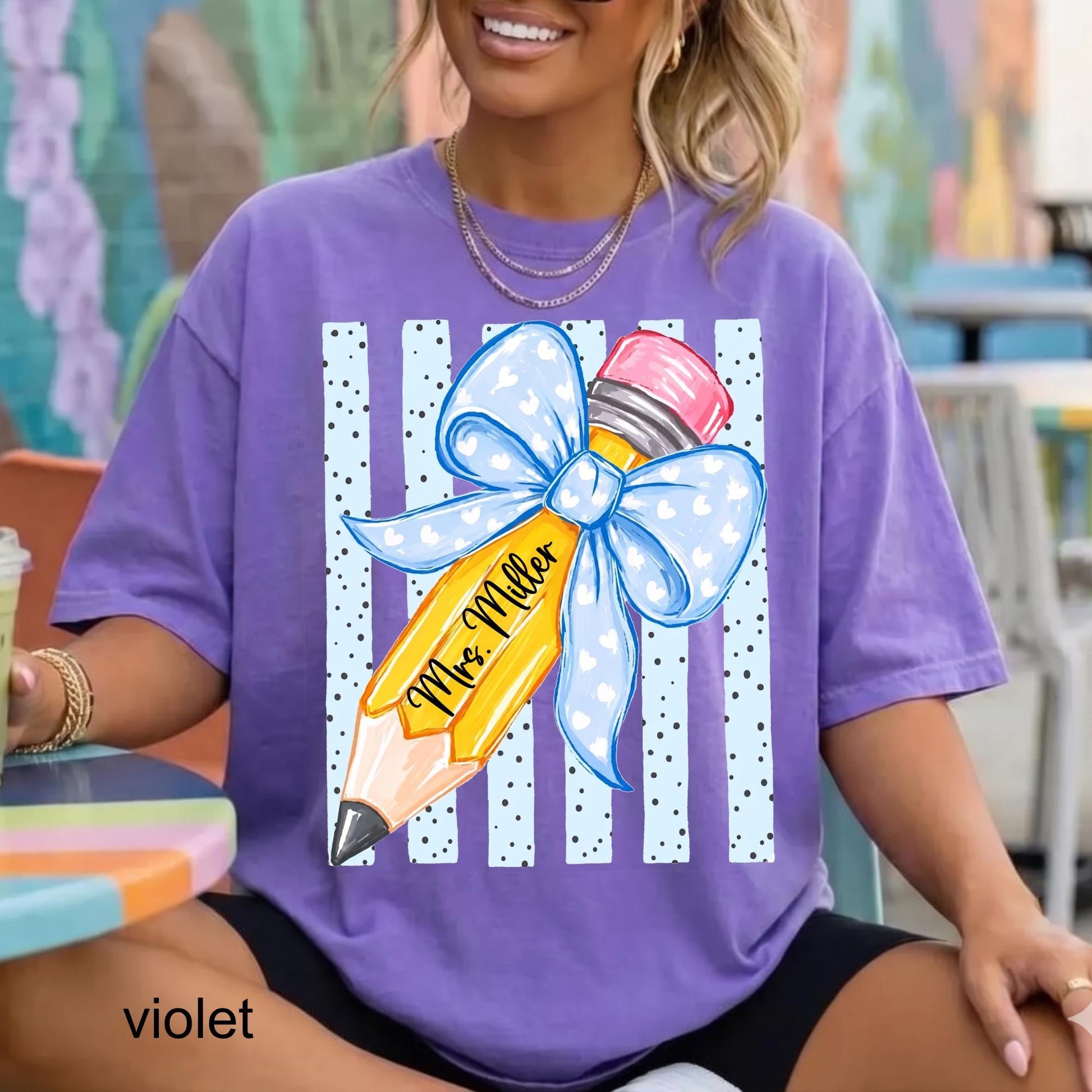 Comfort Colors© Personalized Teacher Shirt, Custom Name Teacher Tee, Floral Coquette Teacher Gift, Back To School Shirt Kindergarten Teacher