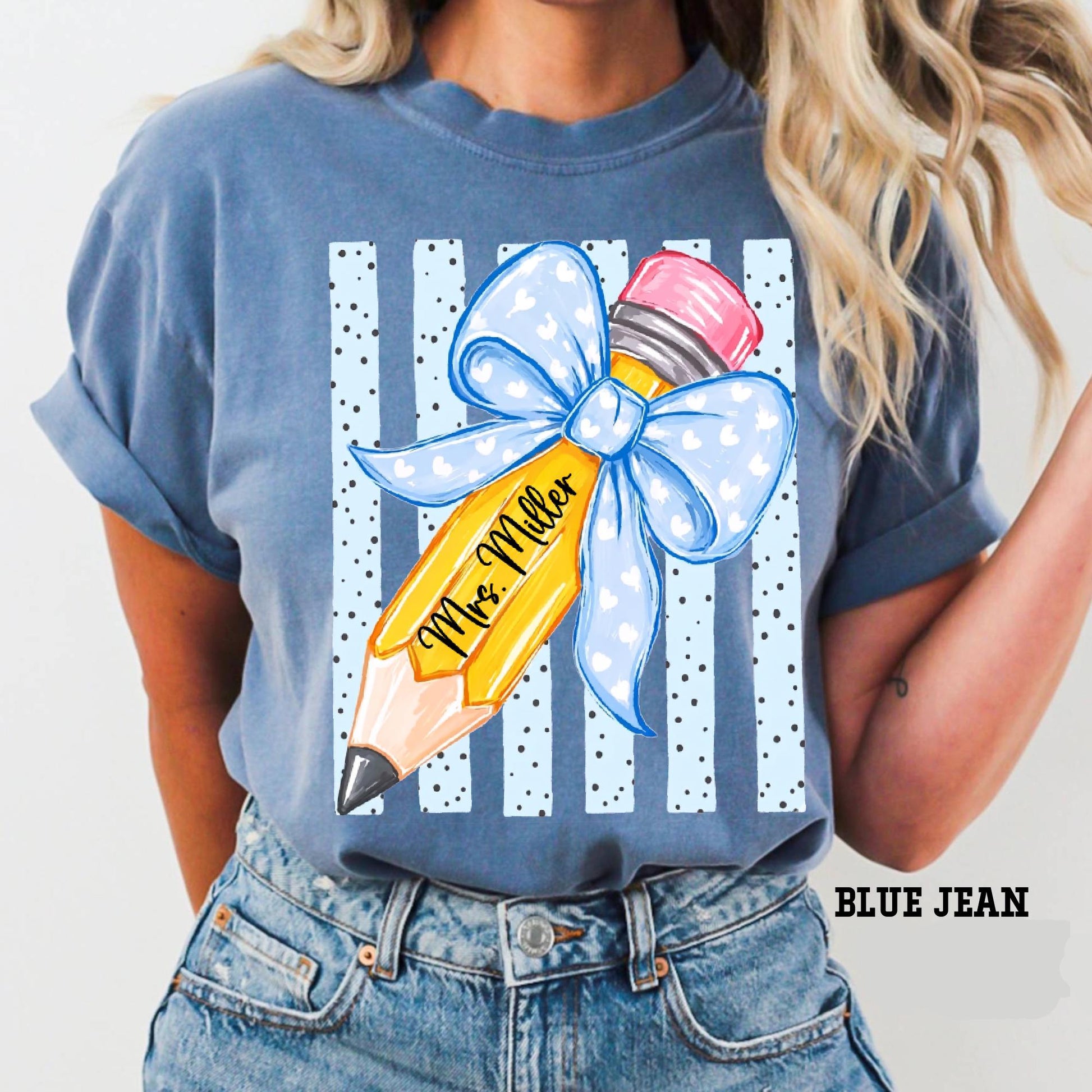Comfort Colors© Personalized Teacher Shirt, Custom Name Teacher Tee, Floral Coquette Teacher Gift, Back To School Shirt Kindergarten Teacher