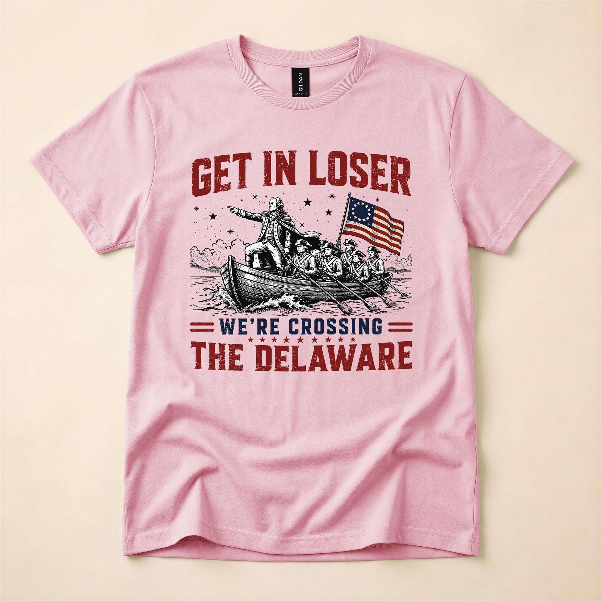 Get In Loser We're Crossing The Delaware Shirt, Funny George Washington Tee, 4th of July 250th Anniversary T-Shirt, Patriotic History Meme