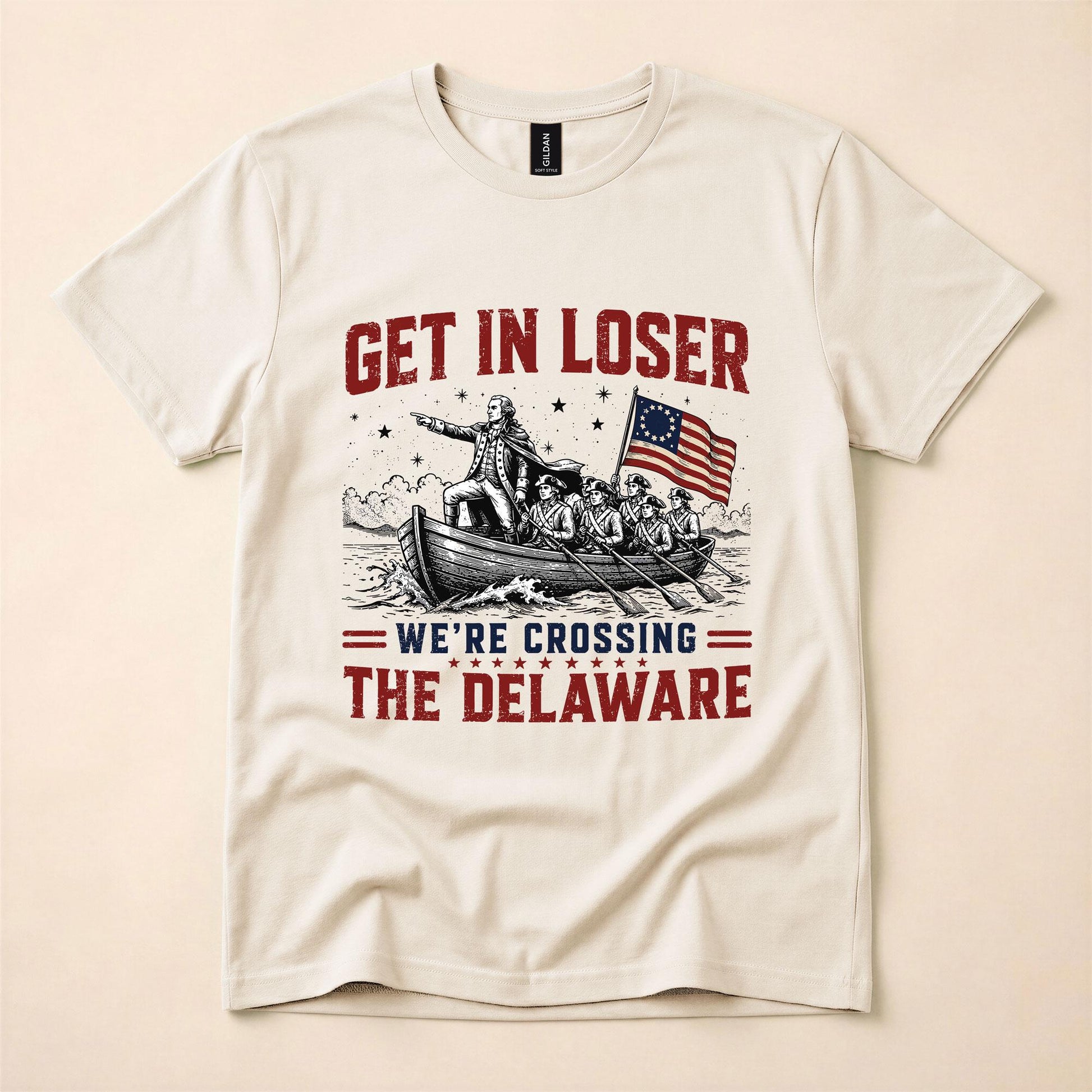 Get In Loser We're Crossing The Delaware Shirt, Funny George Washington Tee, 4th of July 250th Anniversary T-Shirt, Patriotic History Meme