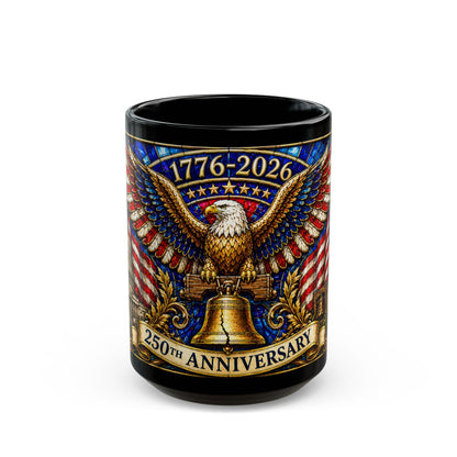 1776-2026 America 250th Anniversary Mug, We The People Patriotic Mug, USA Coffee Cup, Black Dad Gift, Stained Glass Effect 15oz Mug