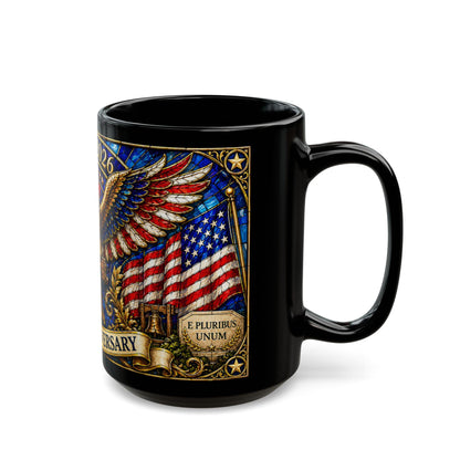 1776-2026 America 250th Anniversary Mug, We The People Patriotic Mug, USA Coffee Cup, Black Dad Gift, Stained Glass Effect 15oz Mug