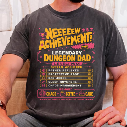 Comfort Colors Legendary Dungeon Dad Shirt, New Achievement Fathers Day Tee, Dungeon Crawler Carl DCC Fan Funny LitRPG Gamer Dad Gift