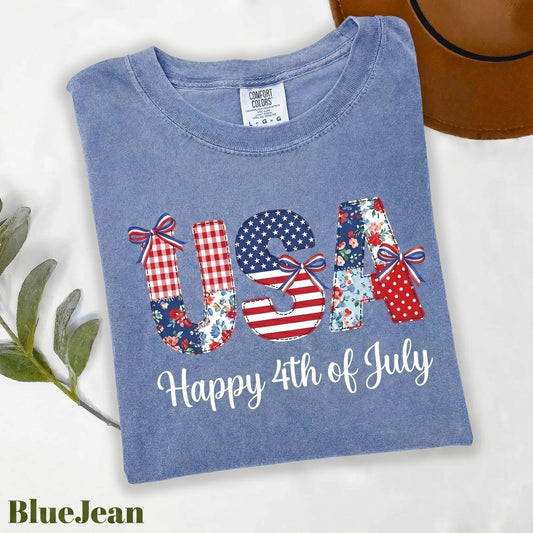 USA American Flag Shirt, 4th Of July Shirt, Independence Day Shirt,  FAUX Patchwork 250 Years Shirt, Print Only-Not a Patch