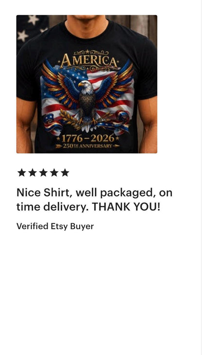 America 250th Anniversary Shirt, 1776-2026 Patriotic Eagle, USA Flag Tee, Fourth of July Gift, America Birthday T-Shirt