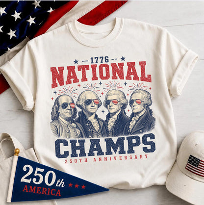 1776 National Champs Shirt, Vintage Washington Tee, Funny Founding Fathers T-Shirt, Patriotic Sports Parody 250th Anniversary Top