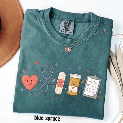 Comfort Colors Nurse Doodle Shirt Back To School Gift, Nurse Life School Nurse Shirt, PICU Healthcare Worker Gift Funny RN Nurse T-Shirt