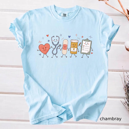 Comfort Colors Nurse Doodle Shirt Back To School Gift, Nurse Life School Nurse Shirt, PICU Healthcare Worker Gift Funny RN Nurse T-Shirt