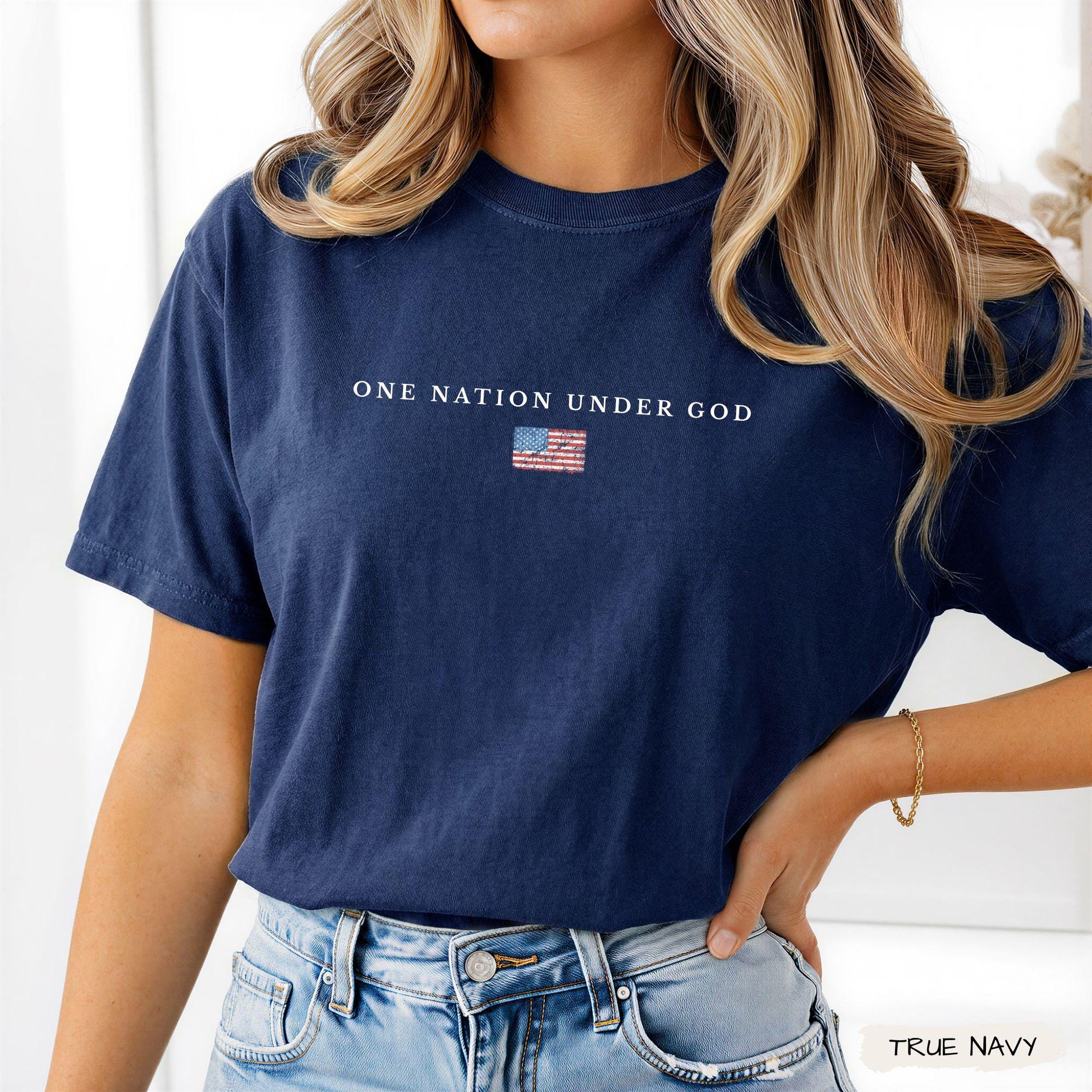 Comfort Colors® One Nation Under God, America 250th Anniversary Christian Shirt, Patriotic American Flag, Independence Day, 4th of July Gift
