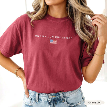 Comfort Colors® One Nation Under God, America 250th Anniversary Christian Shirt, Patriotic American Flag, Independence Day, 4th of July Gift