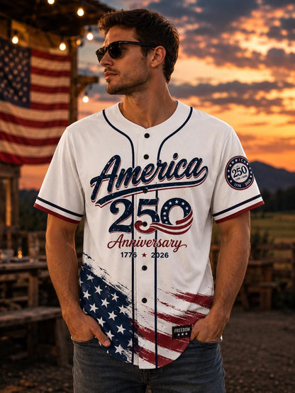 America 250th Anniversary Baseball Jersey, USA 1776-2026 Shirt, Patriotic Fourth of July Jersey, Statue of Liberty Baseball Tee