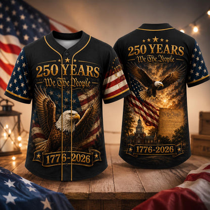 USA 250th Anniversary Jersey, We The People Eagle Baseball Shirt, 1776-2026 Patriotic Button Up, 4th of July Gift