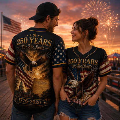 USA 250th Anniversary Jersey, We The People Eagle Baseball Shirt, 1776-2026 Patriotic Button Up, 4th of July Gift