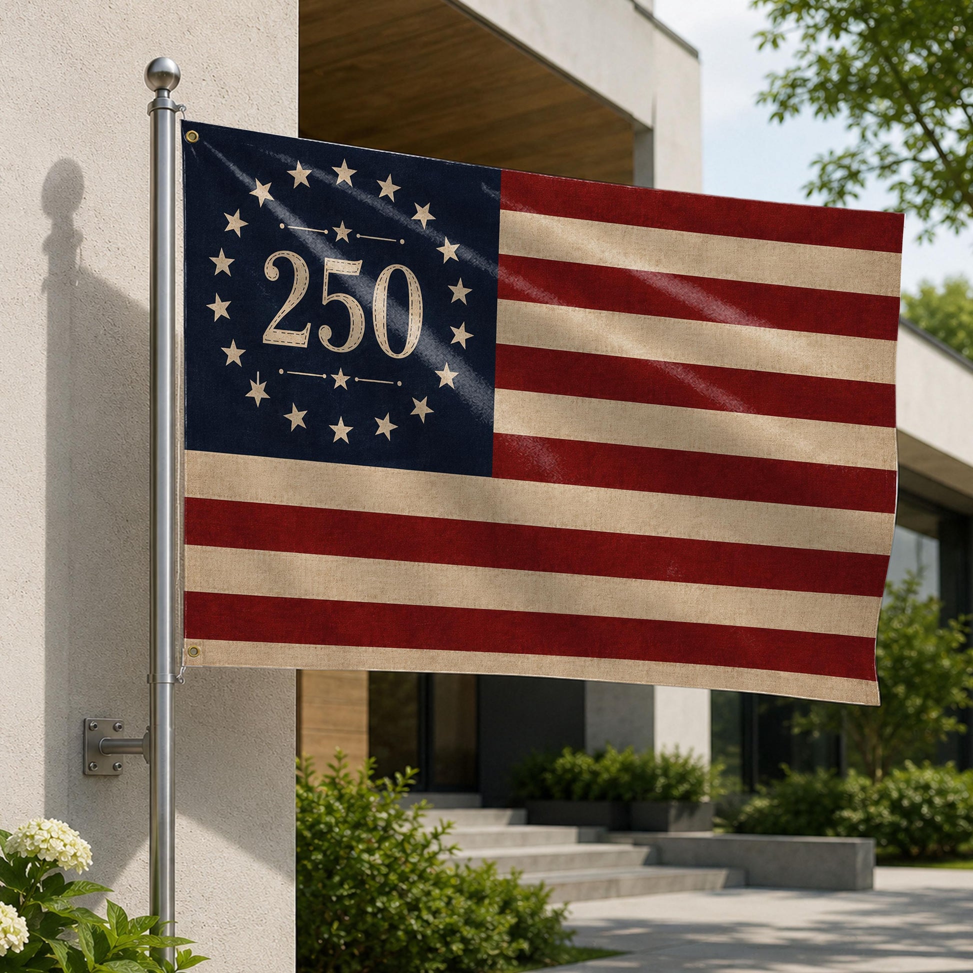 USA 250th Birthday Betsy Ross Flag, America 250 Celebration House Flag, 1776-2026 Patriotic Porch Decor, 13 Star US Anniversary Flag