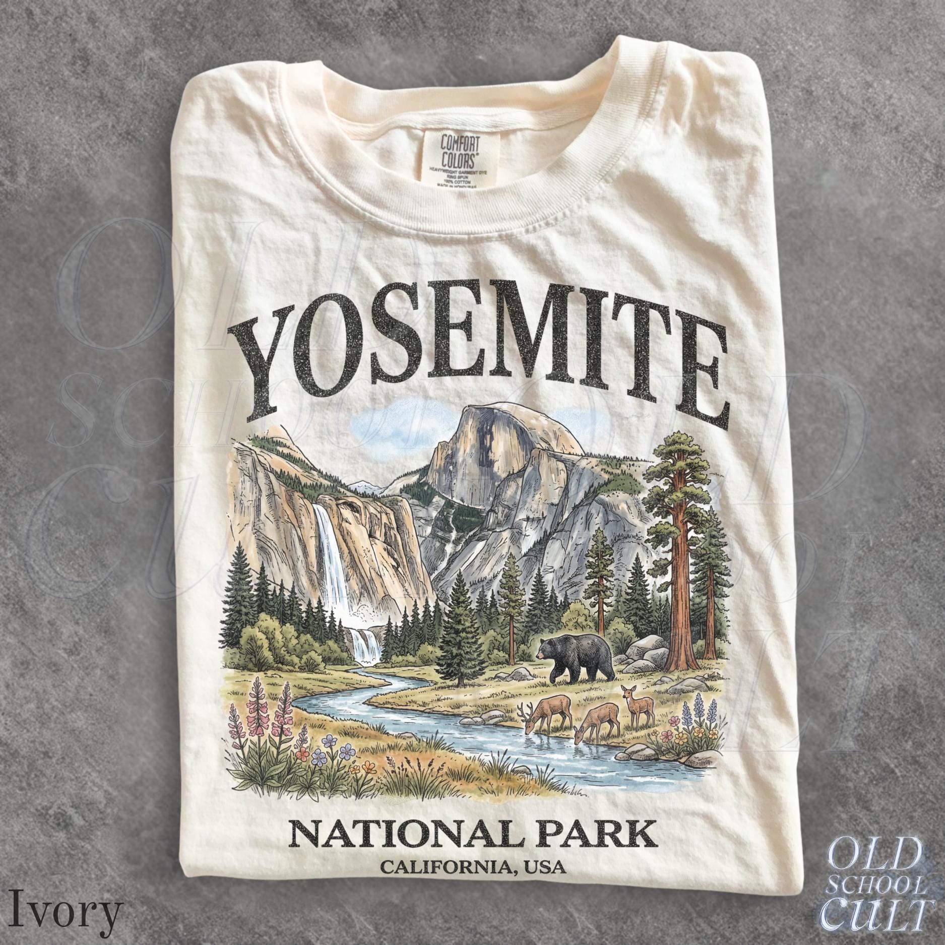 Yosemite National Park Vintage 90s Graphic T-Shirt, Retro Comfort Colors® California Wildlife Bear USA Unisex Tee