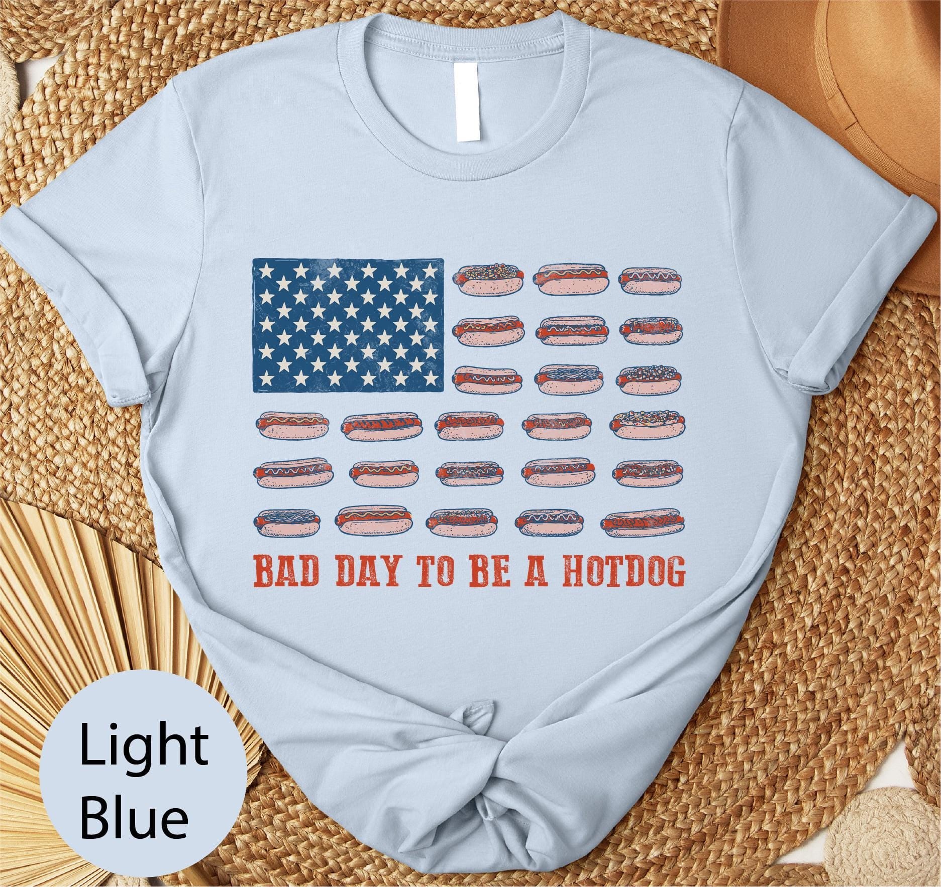 Bad Day to Be a Hotdog Shirt, Funny Fourth of July Comfort Colors Shirt, 4th of July T-shirt, USA Flag Hotdog BBQ Humor, Funny American Top