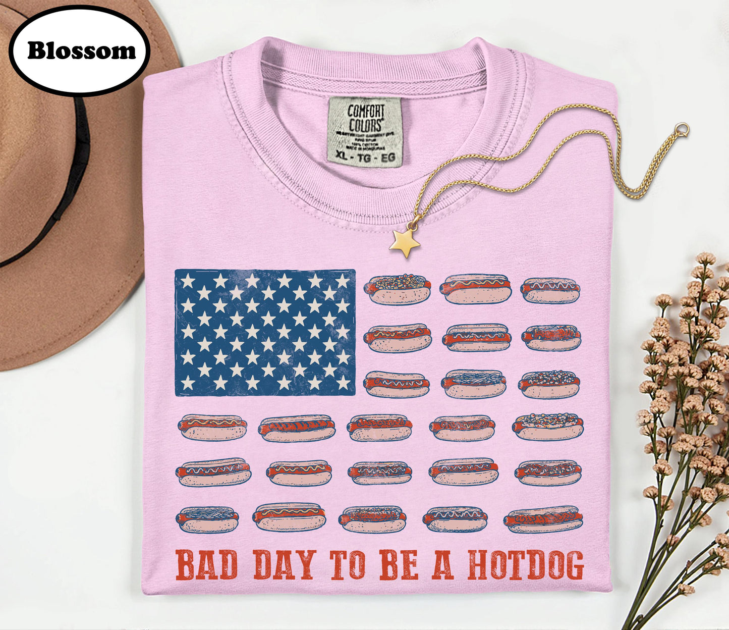 Bad Day to Be a Hotdog Shirt, Funny Fourth of July Comfort Colors Shirt, 4th of July T-shirt, USA Flag Hotdog BBQ Humor, Funny American Top