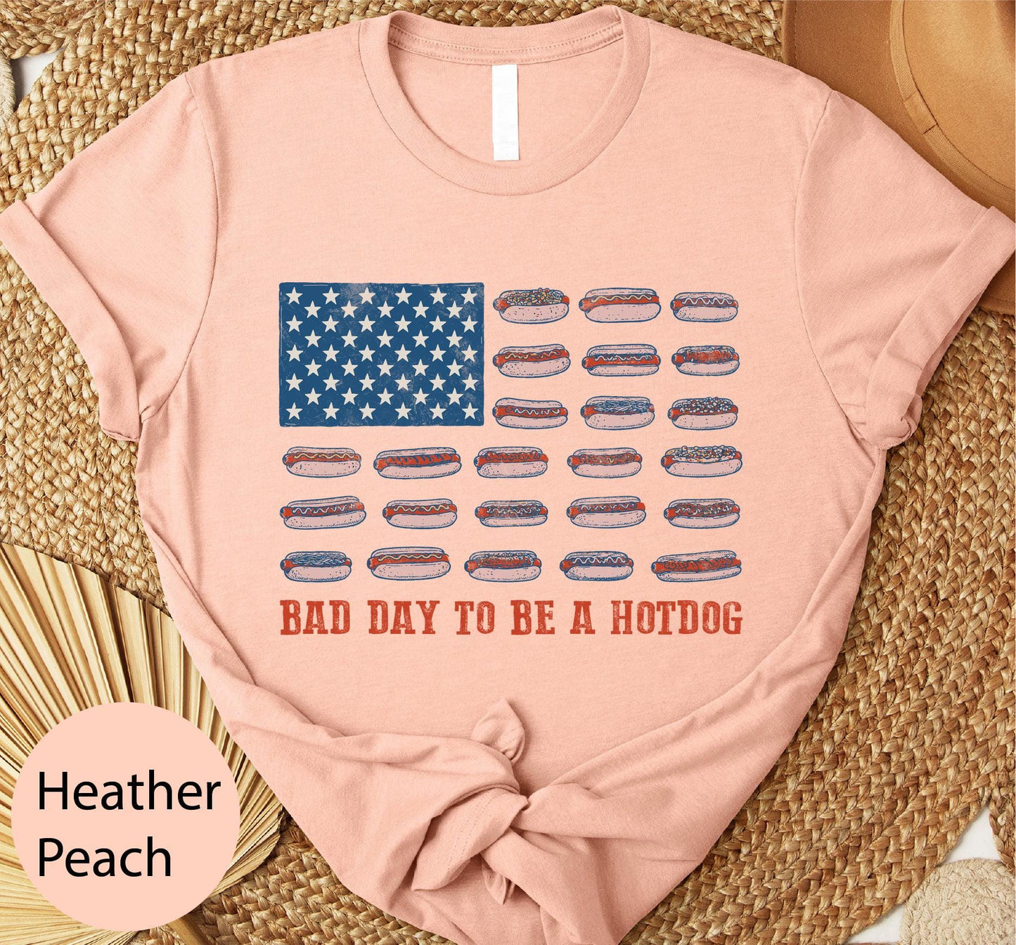 Bad Day to Be a Hotdog Shirt, Funny Fourth of July Comfort Colors Shirt, 4th of July T-shirt, USA Flag Hotdog BBQ Humor, Funny American Top