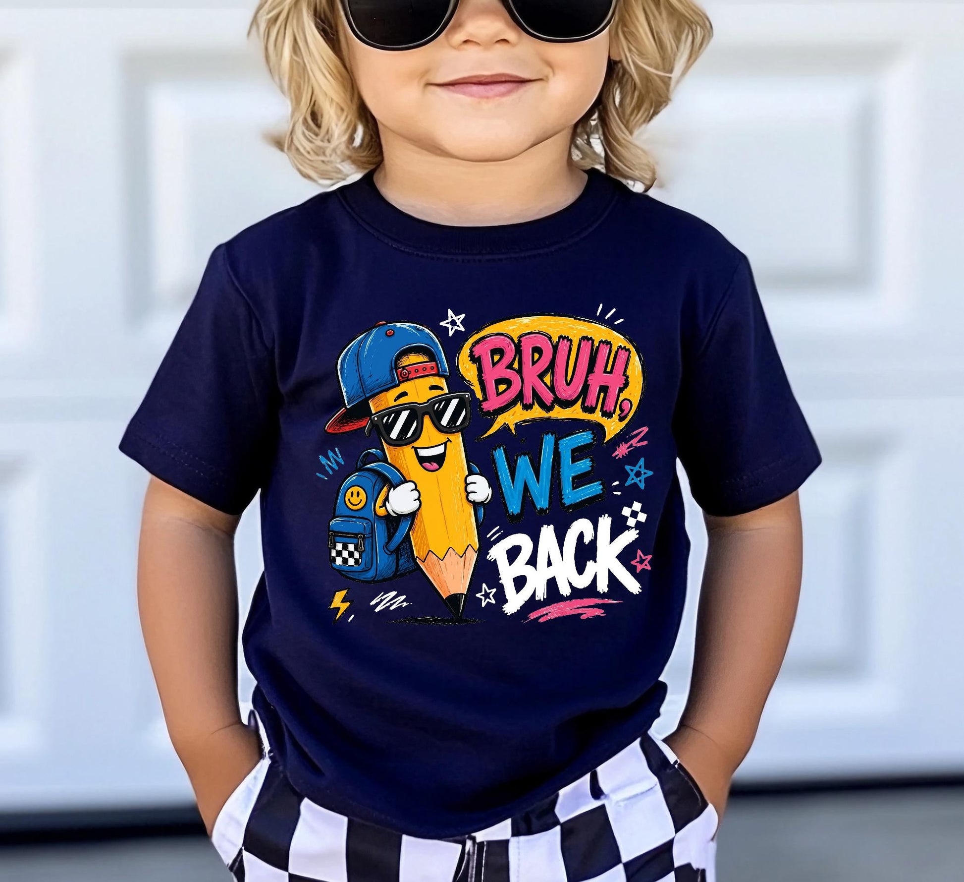 Bruh We Back Shirt, Funny Boy Girl Back to School Tee, First Day of School Kids Pencil T-shirt, Retro Teacher Student Gift
