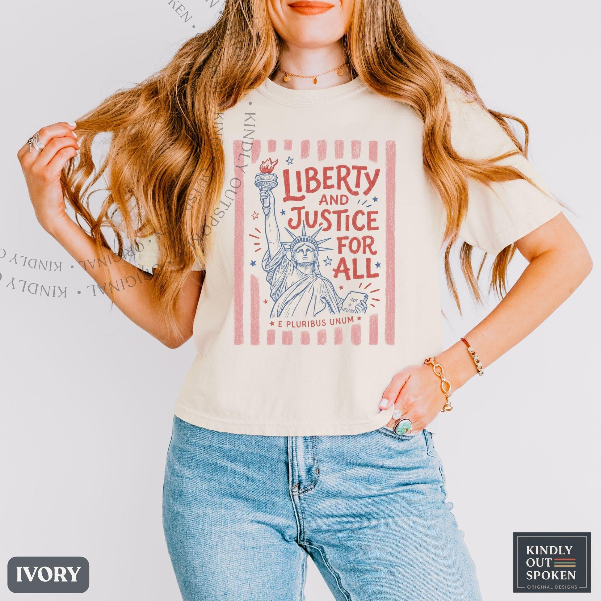 Liberty And Justice For All Boxy Tee, Progressive Patriotic Shirt, Fourth Of July Shirt, Human Rights Tank Top, USA 250 Celebration