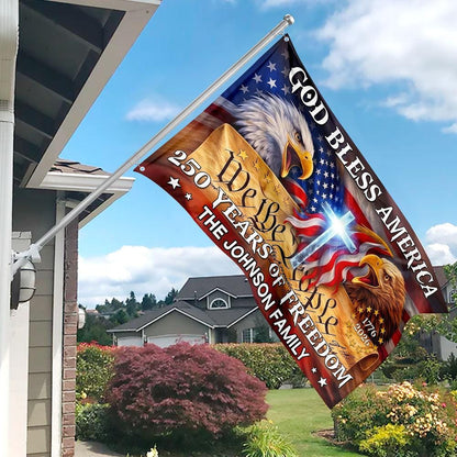 Personalized 250 Years God Bless America Flag – Patriotic Eagle Garden Decor