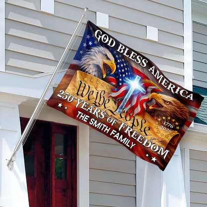 Personalized 250 Years God Bless America Flag – Patriotic Eagle Garden Decor