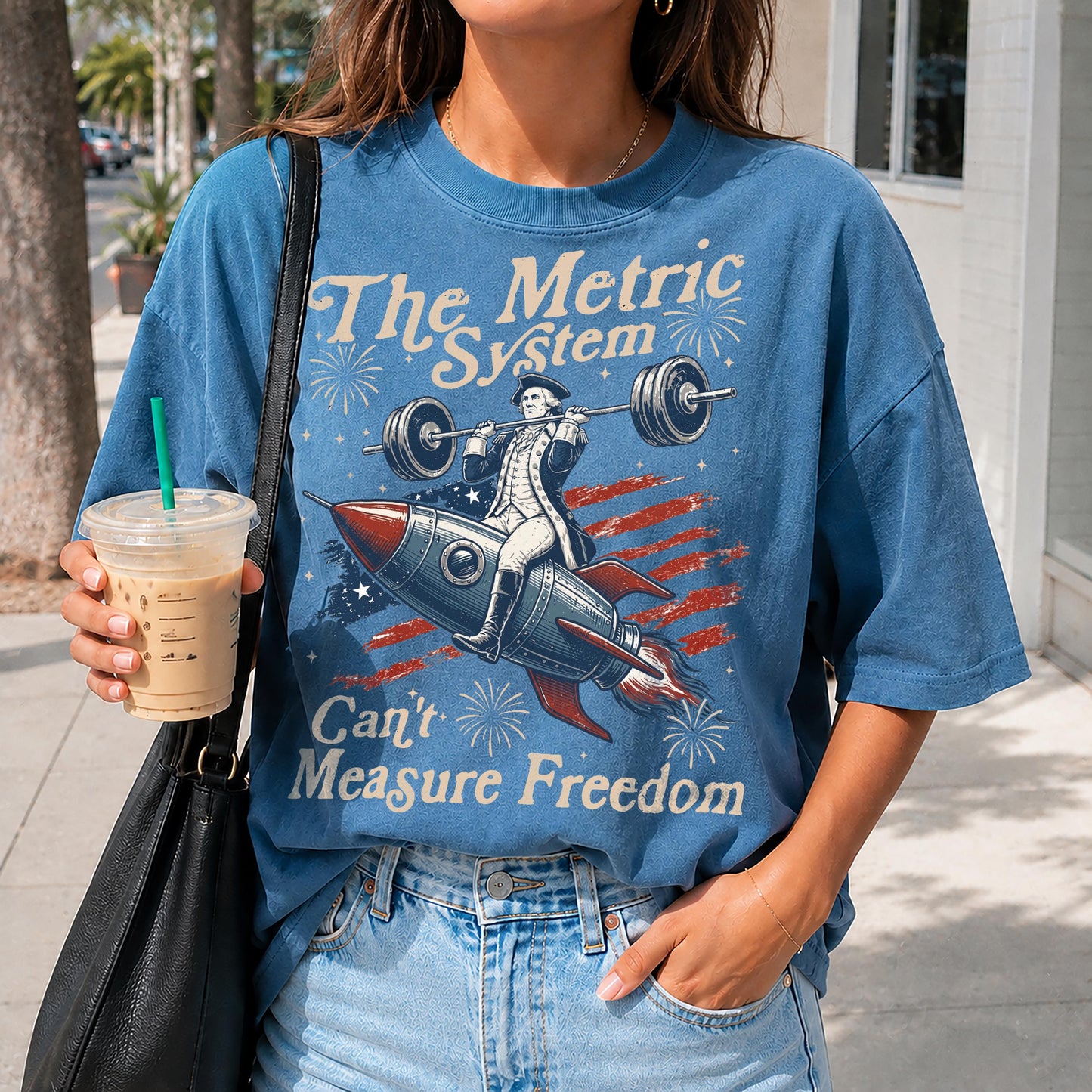 Vintage Metric System Cant Measure Freedom Shirt, Funny Founding Father Gym, Sarcastic 4th Of July American Eagle Tshirt, Unhinged Meme Gift