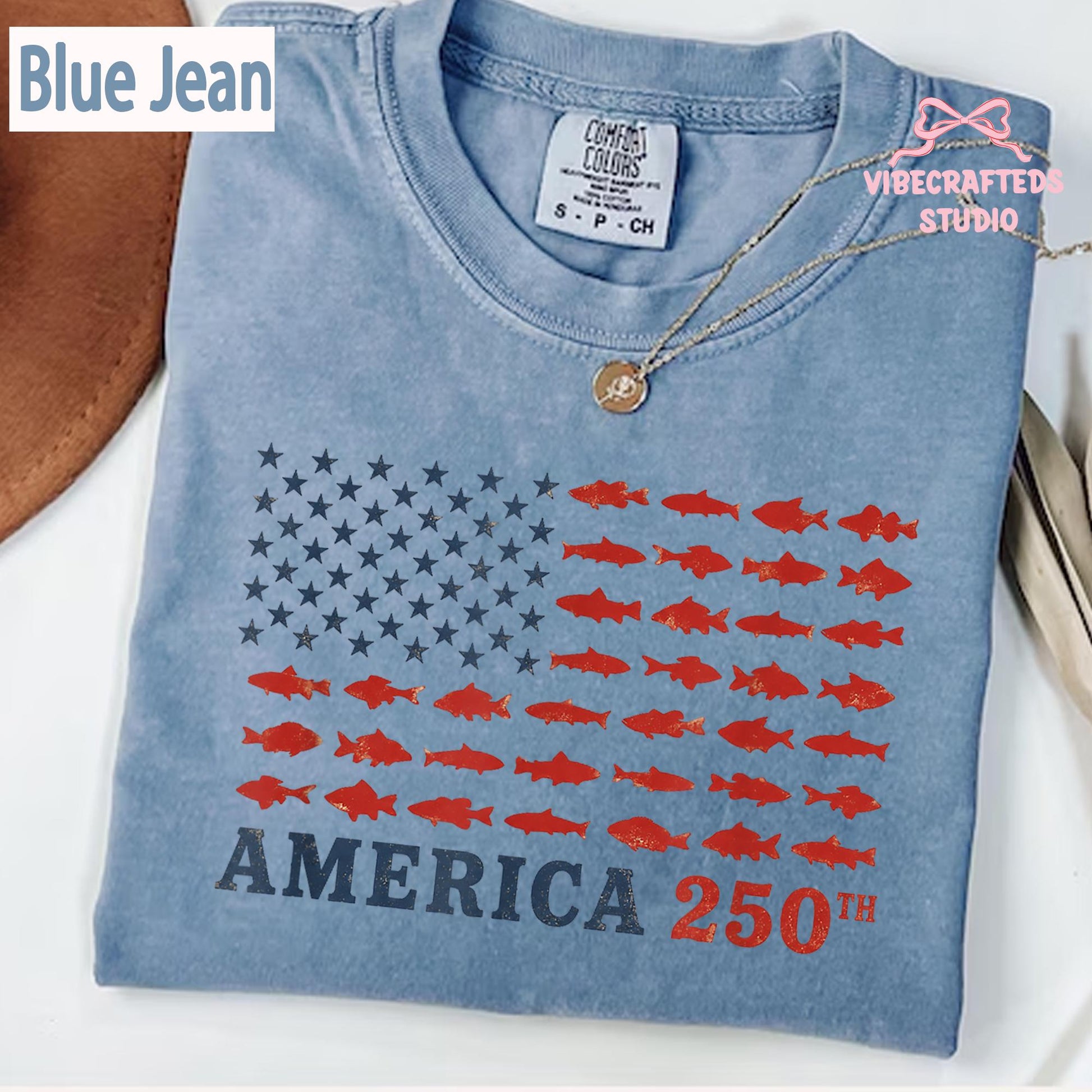 America 250th Fishing Flag Comfort Colors Shirt, USA 250 Years Fishing Tee, Patriotic Fisherman Unisex T-Shirt, 4th of July Angler Gift