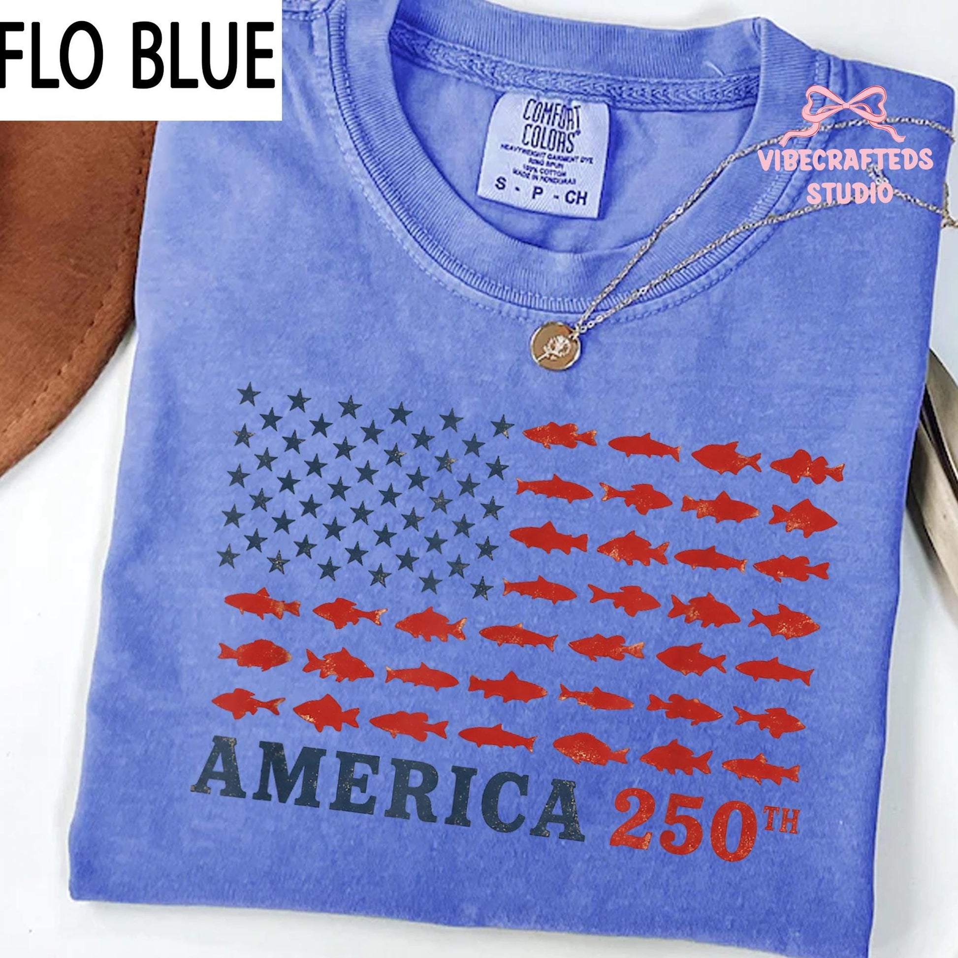 America 250th Fishing Flag Comfort Colors Shirt, USA 250 Years Fishing Tee, Patriotic Fisherman Unisex T-Shirt, 4th of July Angler Gift
