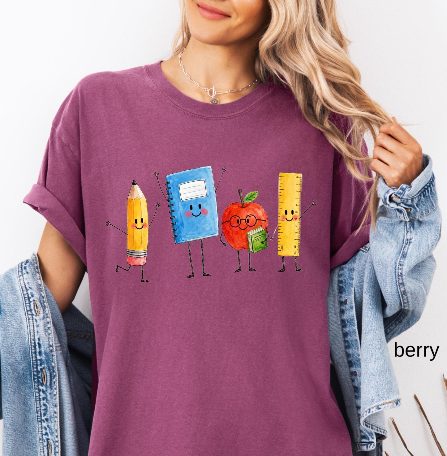 Comfort Colors Custom Back to School Teacher Shirt, Personalized Teacher Team Shirts Grade Level Doodle Tee Kindergarten First Day of School