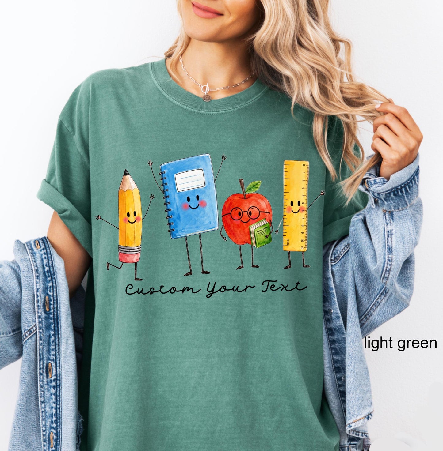 Comfort Colors Custom Back to School Teacher Shirt, Personalized Teacher Team Shirts Grade Level Doodle Tee Kindergarten First Day of School