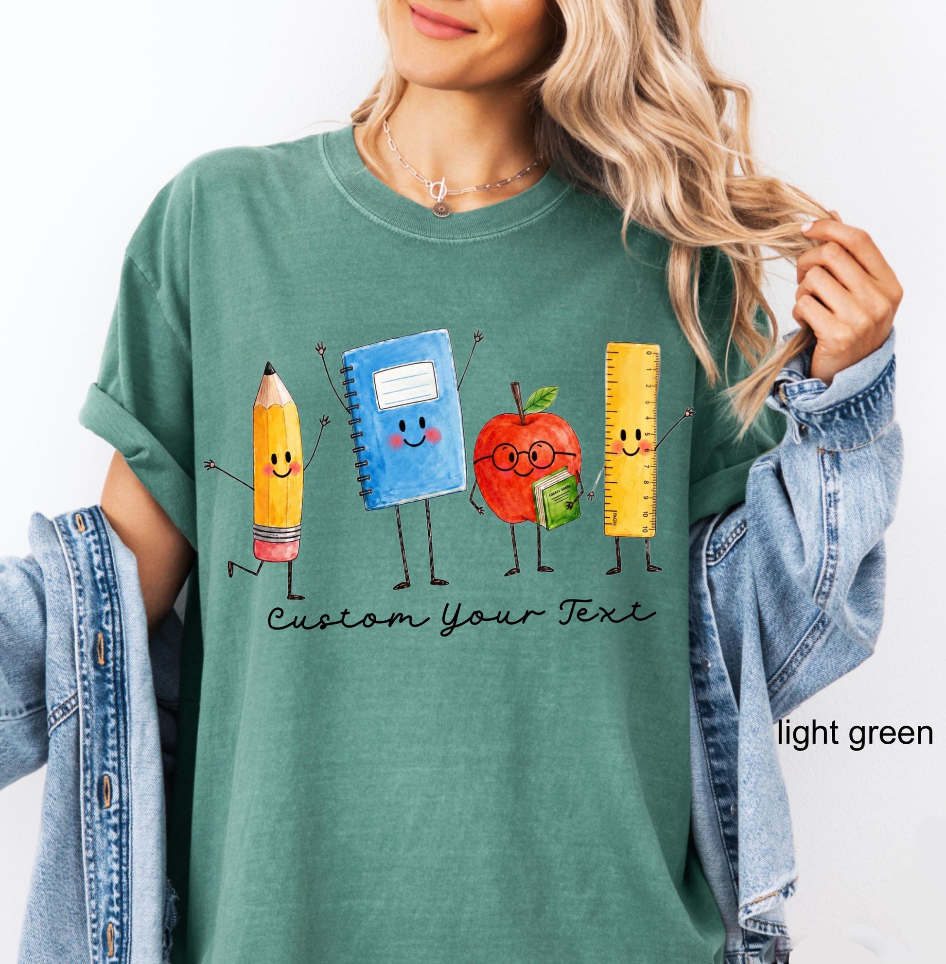 Comfort Colors Custom Back to School Teacher Shirt, Personalized Teacher Team Shirts Grade Level Doodle Tee Kindergarten First Day of School