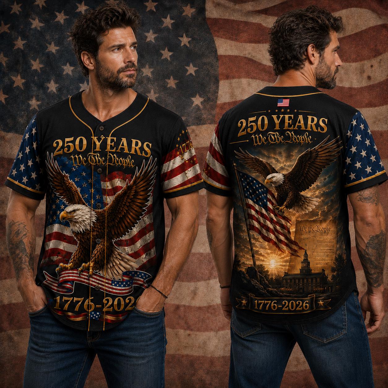 250th Anniversary Baseball Jersey, We The People Shirt, Independence Day Jersey, American Flag Shirt, Patriotic Family Set