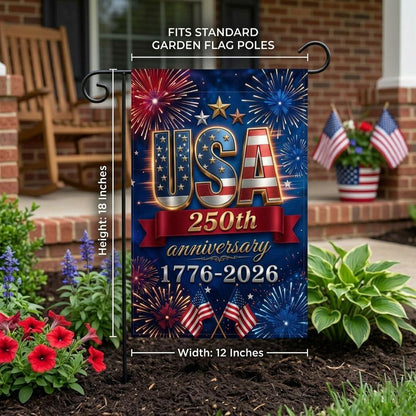 250 Anniversary USA Flag Made In USA, Patriotic House Flags 12x18 Double Sided, 250th Anniversary USA Gifts, 250 Anniversary Usa Yard Flag