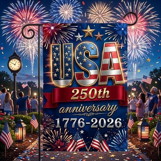 250 Anniversary USA Flag Made In USA, Patriotic House Flags 12x18 Double Sided, 250th Anniversary USA Gifts, 250 Anniversary Usa Yard Flag