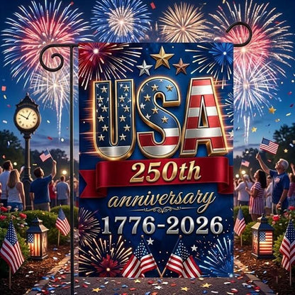 250 Anniversary USA Flag Made In USA, Patriotic House Flags 12x18 Double Sided, 250th Anniversary USA Gifts, 250 Anniversary Usa Yard Flag