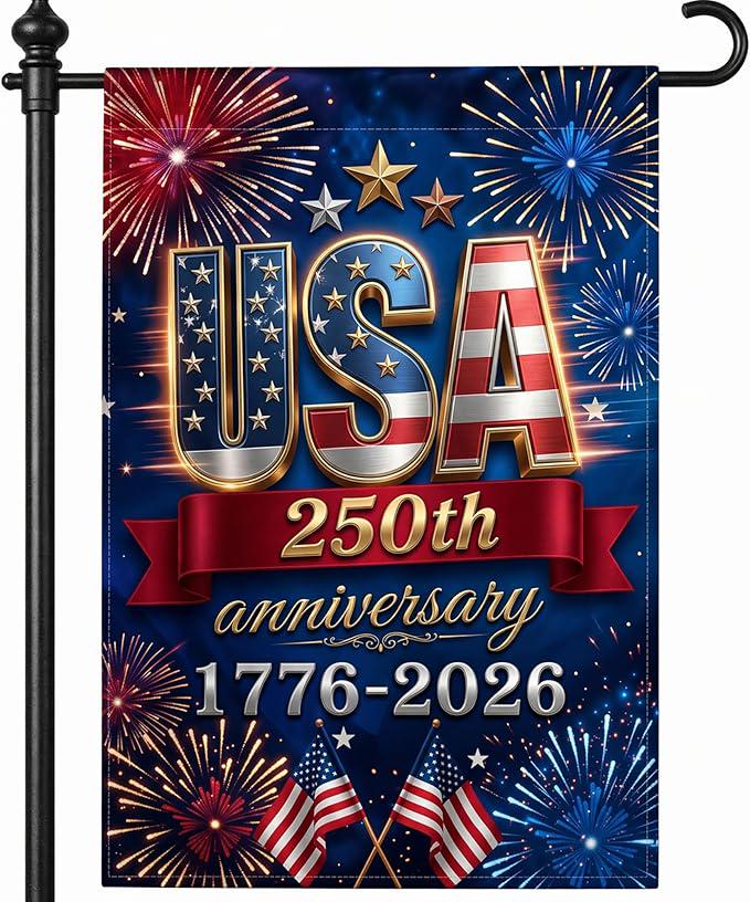 250 Anniversary USA Flag Made In USA, Patriotic House Flags 12x18 Double Sided, 250th Anniversary USA Gifts, 250 Anniversary Usa Yard Flag