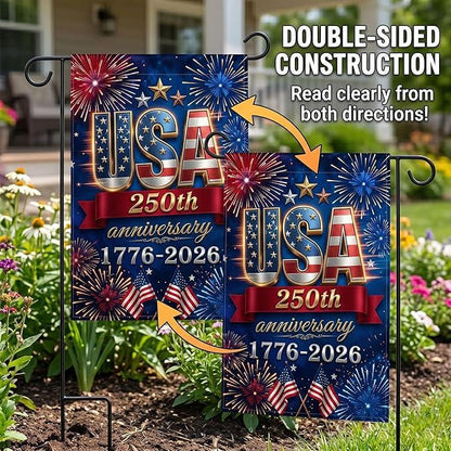250 Anniversary USA Flag Made In USA, Patriotic House Flags 12x18 Double Sided, 250th Anniversary USA Gifts, 250 Anniversary Usa Yard Flag
