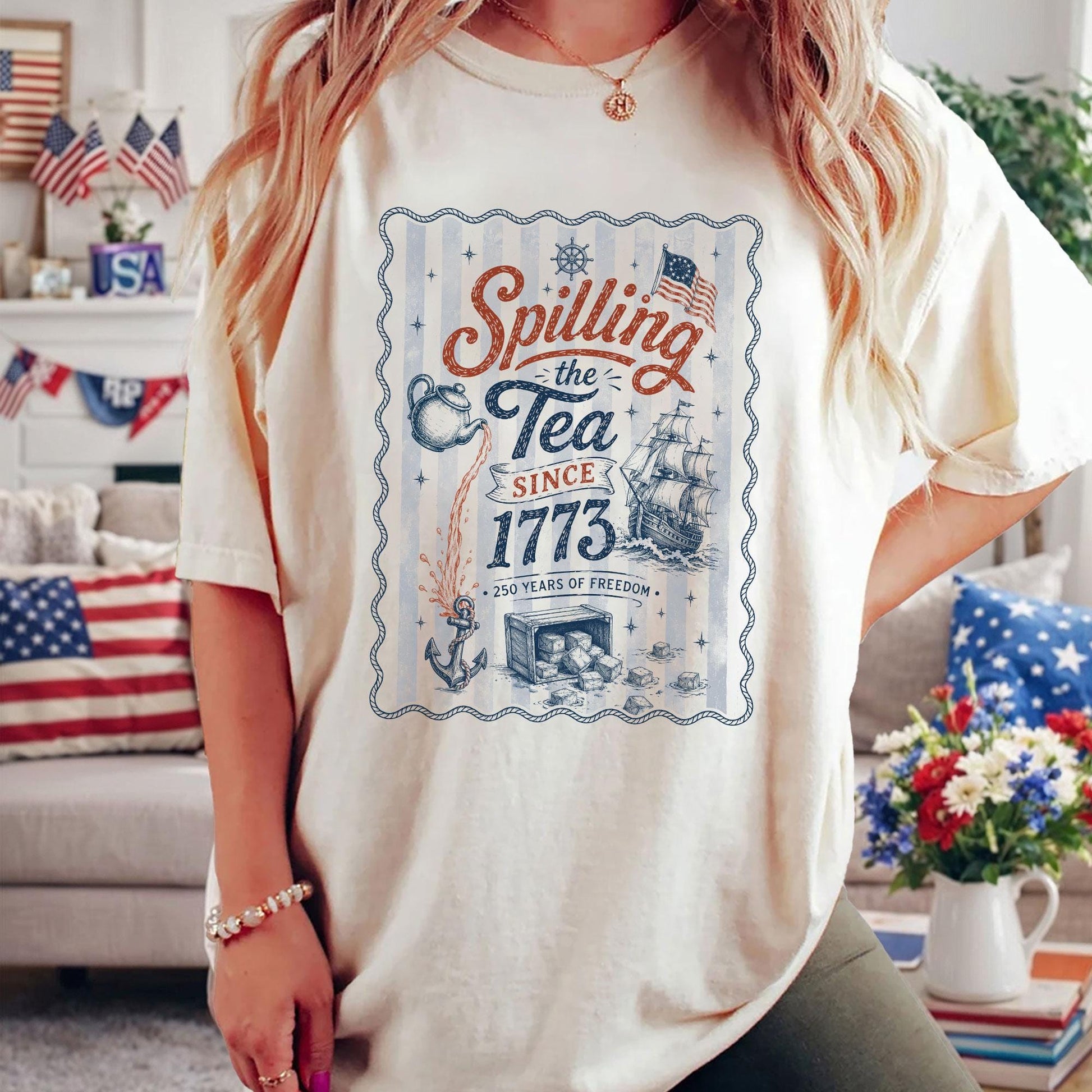 Spilling The Tea Since 1773 Shirt, Funny 4th of July Tee, Boston Tea Party Patriotic Shirt, Americana Clothing, USA Independence Day Gift