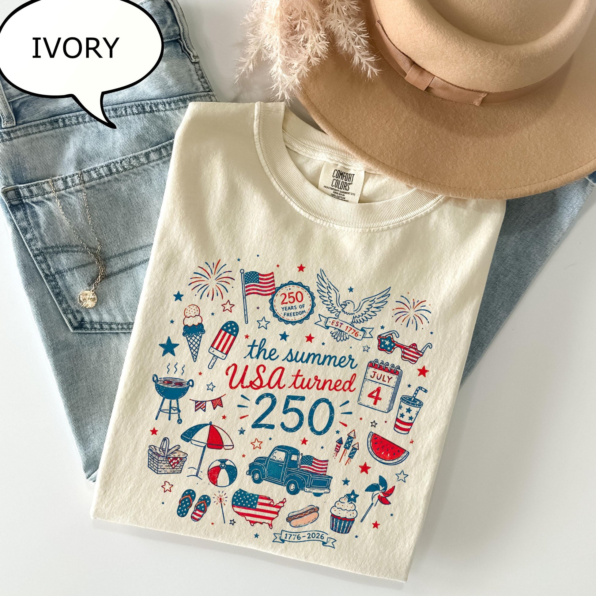 Comfort Colors® The Summer USA Turned T-Shirt, America 250th Birthday Shirt, 4th Of July Shirt