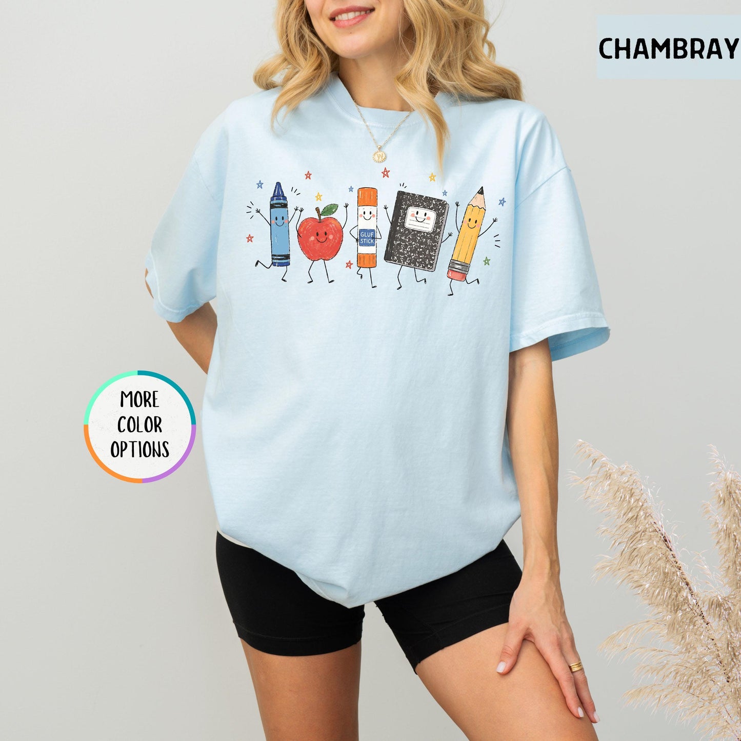 Comfort Colors® Funny Teacher Life Shirt, Back To School Gift, Preschool Teacher School Supplies T-shirt, Crayon Apple Pencil Notebook Shirt