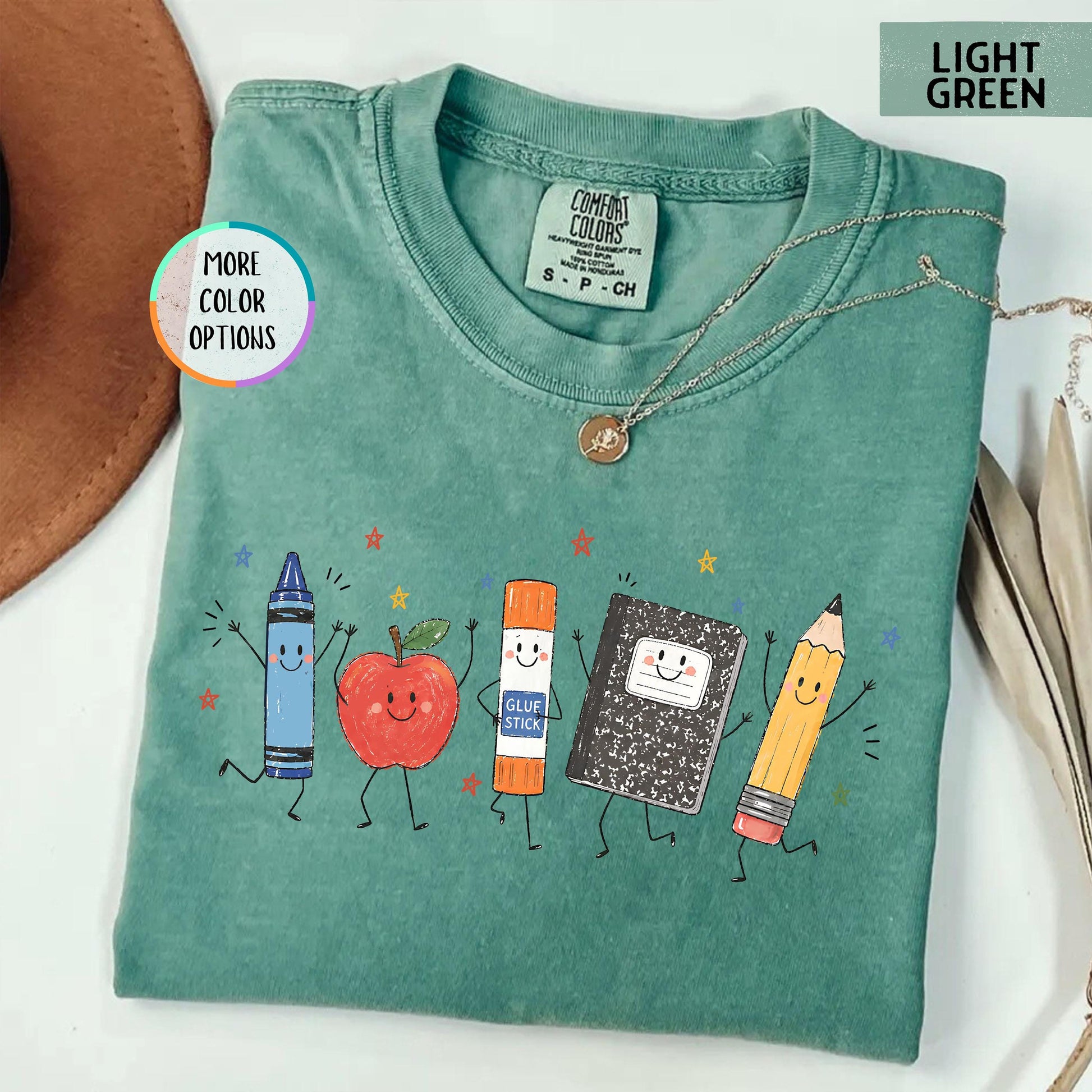 Comfort Colors® Funny Teacher Life Shirt, Back To School Gift, Preschool Teacher School Supplies T-shirt, Crayon Apple Pencil Notebook Shirt