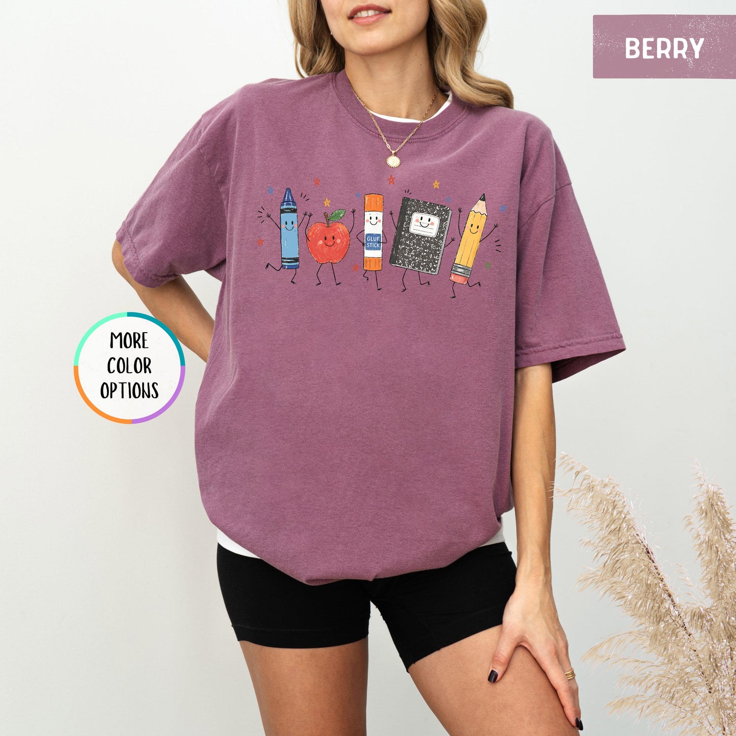 Comfort Colors® Funny Teacher Life Shirt, Back To School Gift, Preschool Teacher School Supplies T-shirt, Crayon Apple Pencil Notebook Shirt