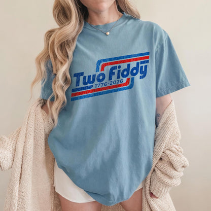 Two Fiddy Shirt, Funny America 250th Anniversary Tee, 1776-2026 Patriotic Meme Shirt, Retro 4th of July Shirt, Semiquincentennial USA Gift