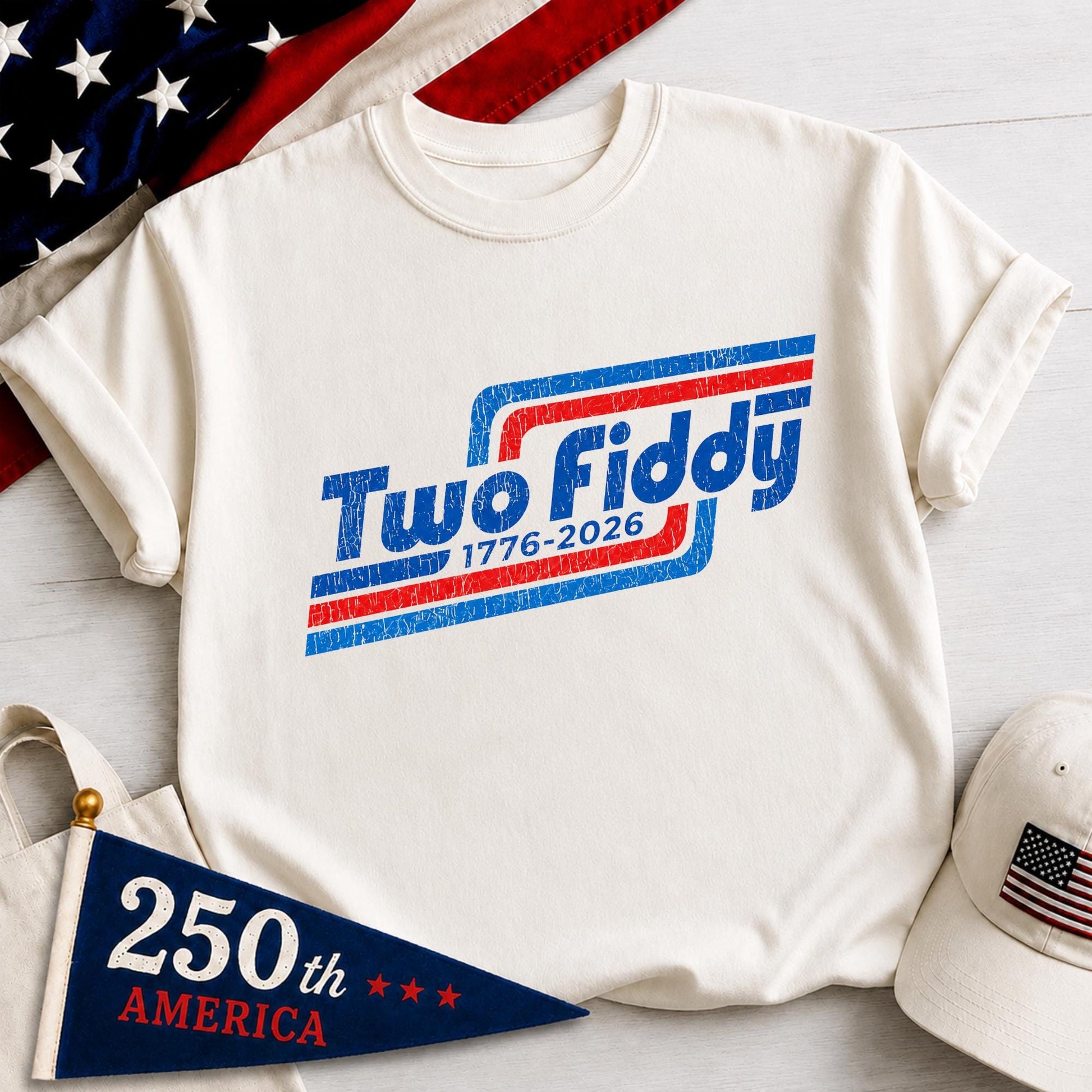 Two Fiddy Shirt, Funny America 250th Anniversary Tee, 1776-2026 Patriotic Meme Shirt, Retro 4th of July Shirt, Semiquincentennial USA Gift