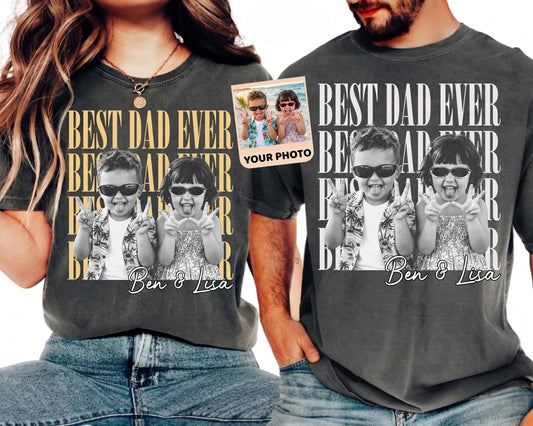 Comfort Colors® Custom Dad Vintage Photo Shirt: Personalized Fathers Day With Kids PIcs
