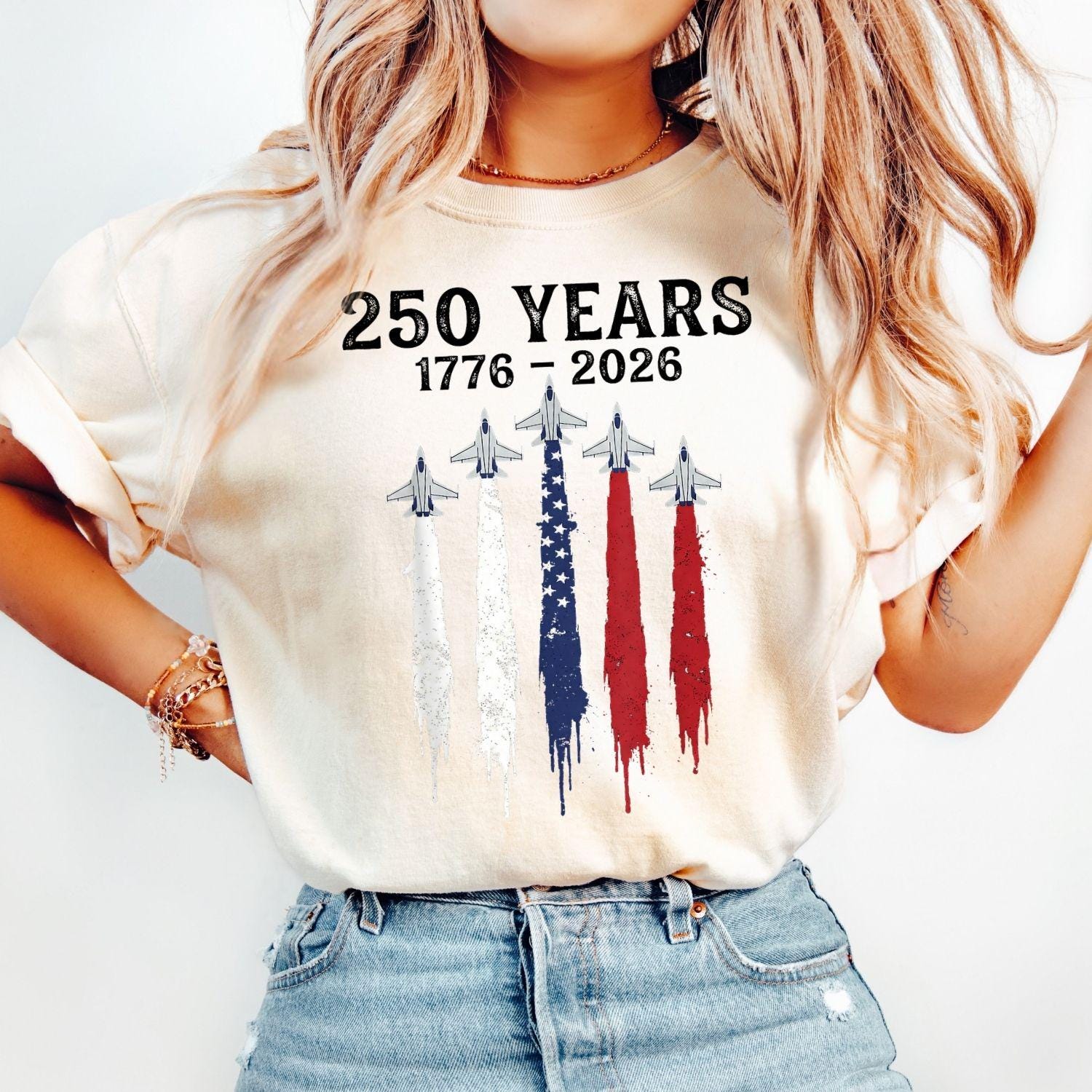 USA 250 Years Shirt, Patriotic Jet Fighter Shirt, America 250th Anniversary Shirt, Independence Day Tee, USA 1776-2026 Shirt