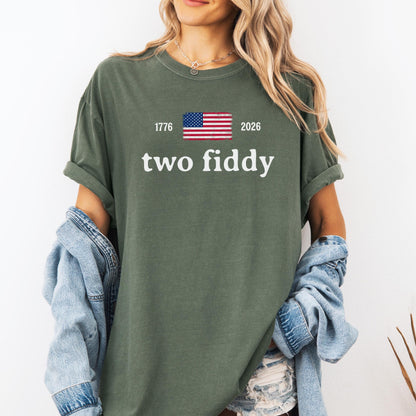 Comfort Colors® 4th Of July Two Fiddy Shirt 1776 2026 Patriotic Tee American Flag Graphic Shirt USA Anniversary Birthday Fourth of July Gift