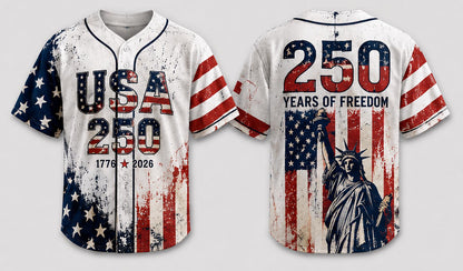 America 250 Baseball Jersey, USA 250th Anniversary Jersey, Patriotic Baseball Shirt, 1776 2026 Freedom Celebration, Fourth of July Gift