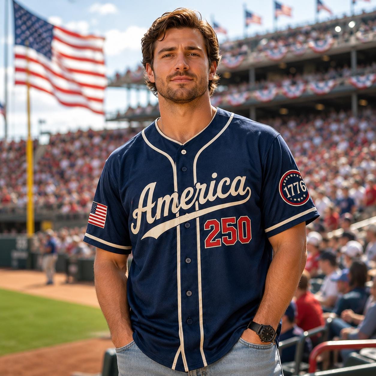America 250 Baseball Jersey, USA 250th Anniversary Jersey, Patriotic Baseball Shirt, 1776 2026 Freedom Celebration, Fourth of July Gift